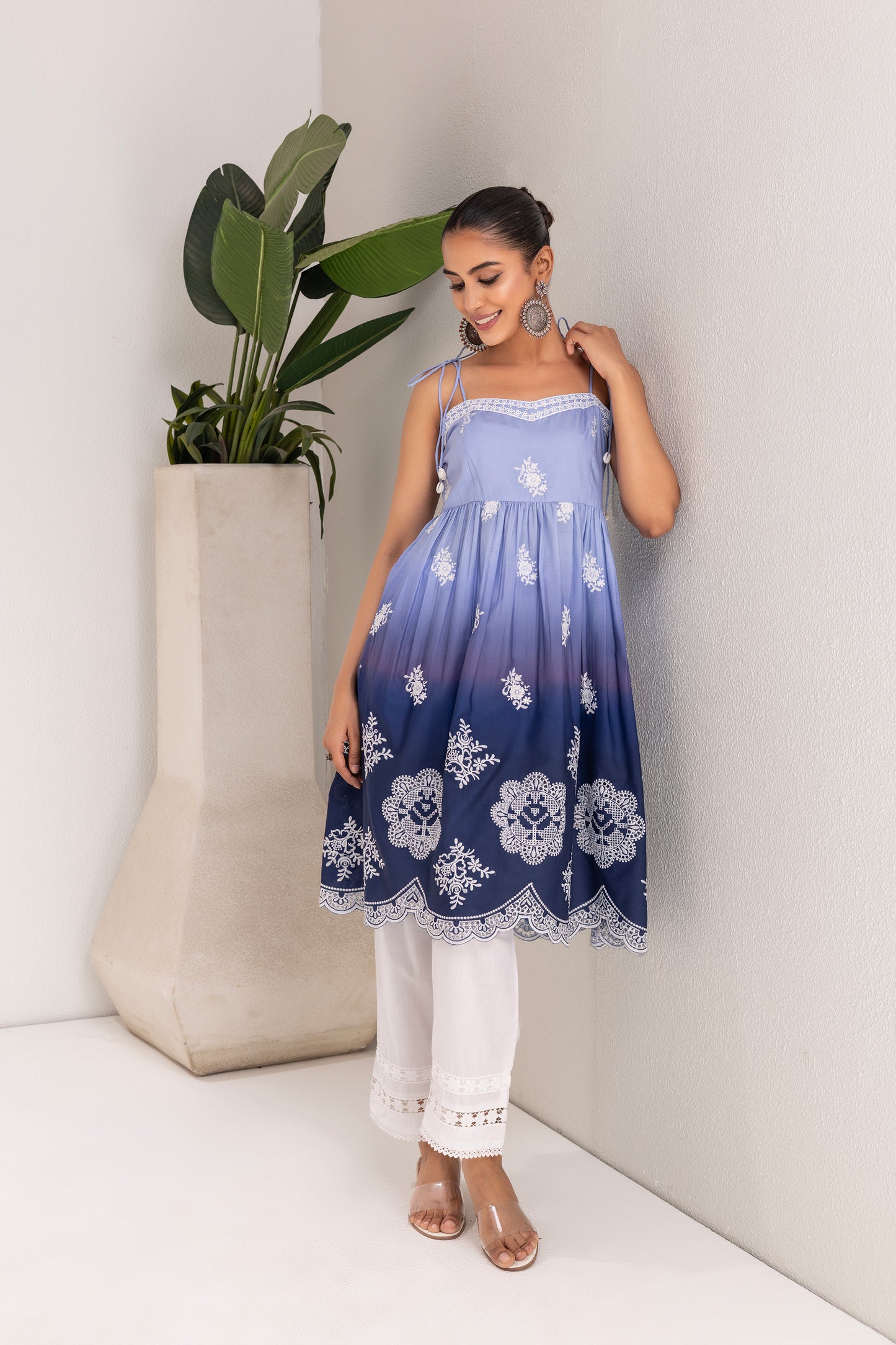 Blue Ombre Sunset Halter kurta