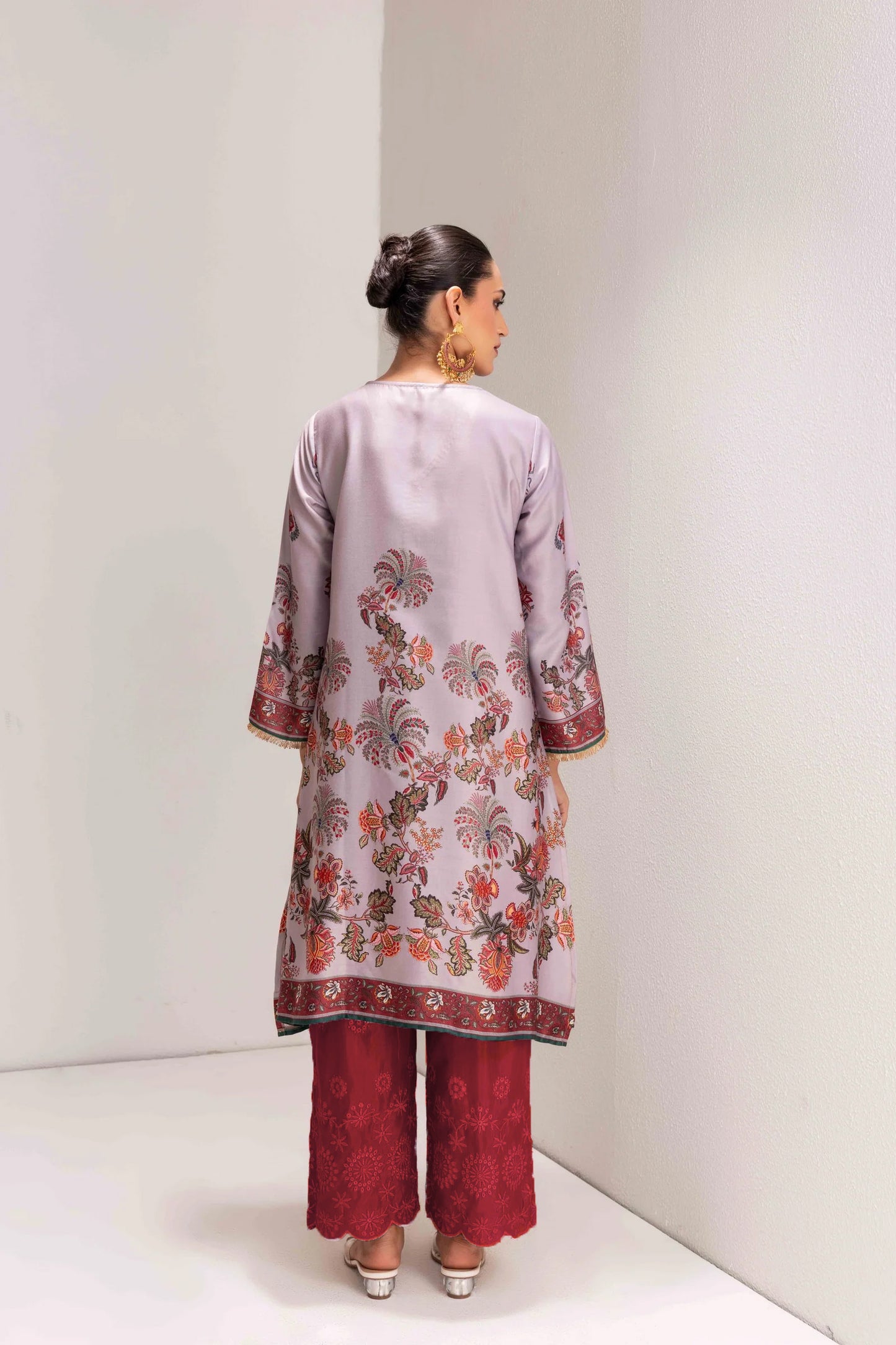 GREIGE KASHMIRI STYLE FLORAL PRINT SUIT SET