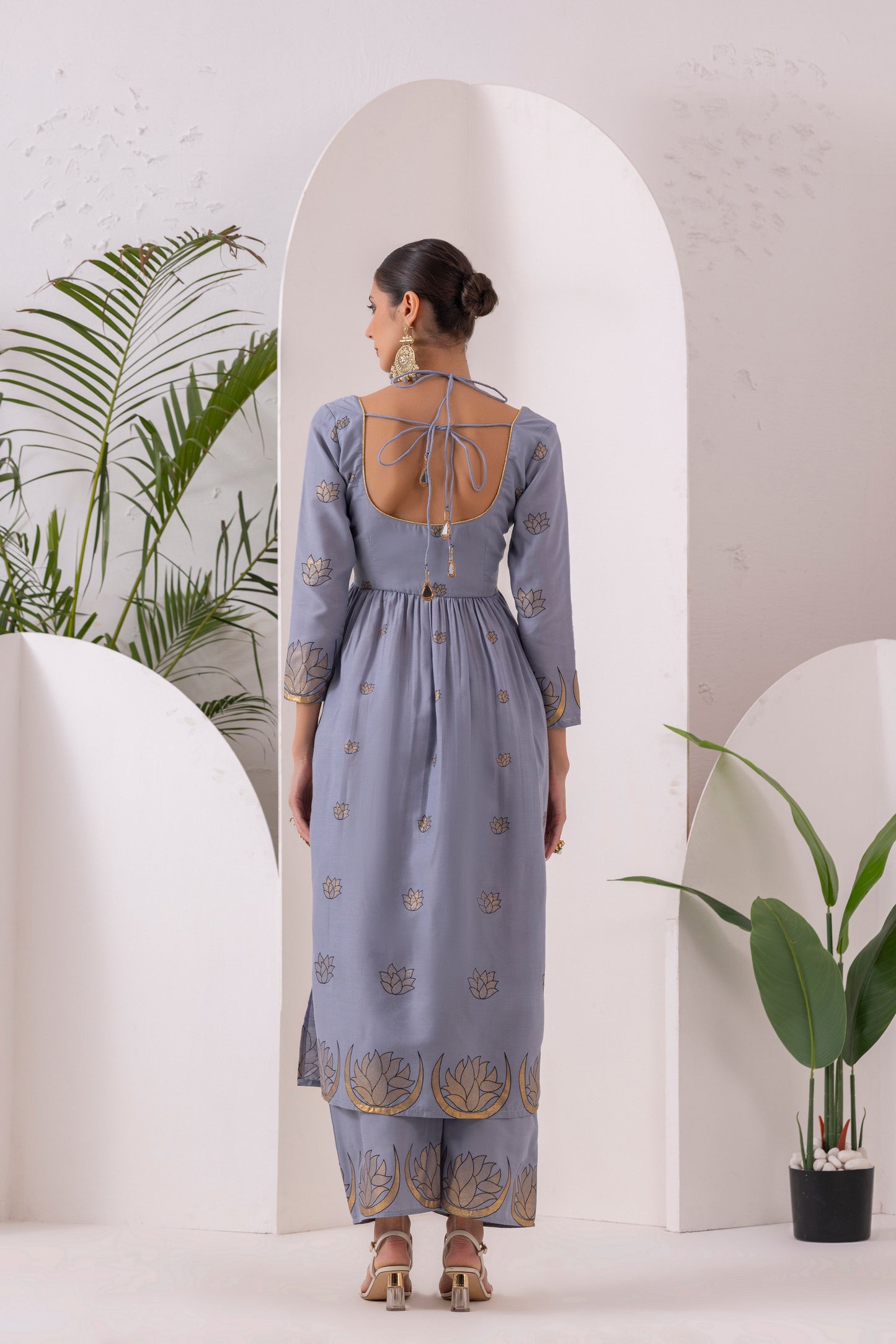 GREY GOLD PRINTED SUIT SET