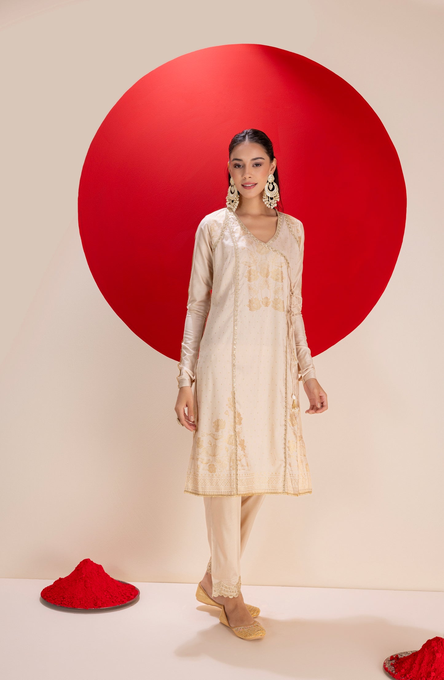 BEIGE AND GOLD LUXE SUIT SET