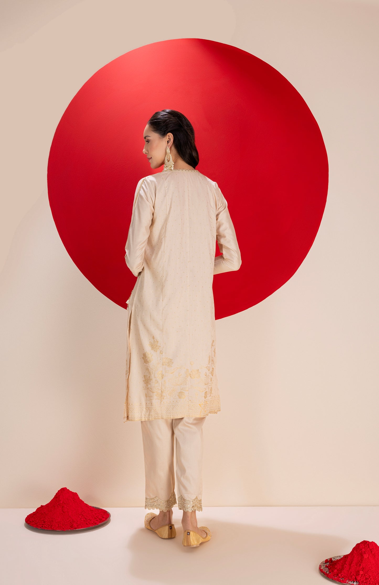 BEIGE AND GOLD LUXE SUIT SET