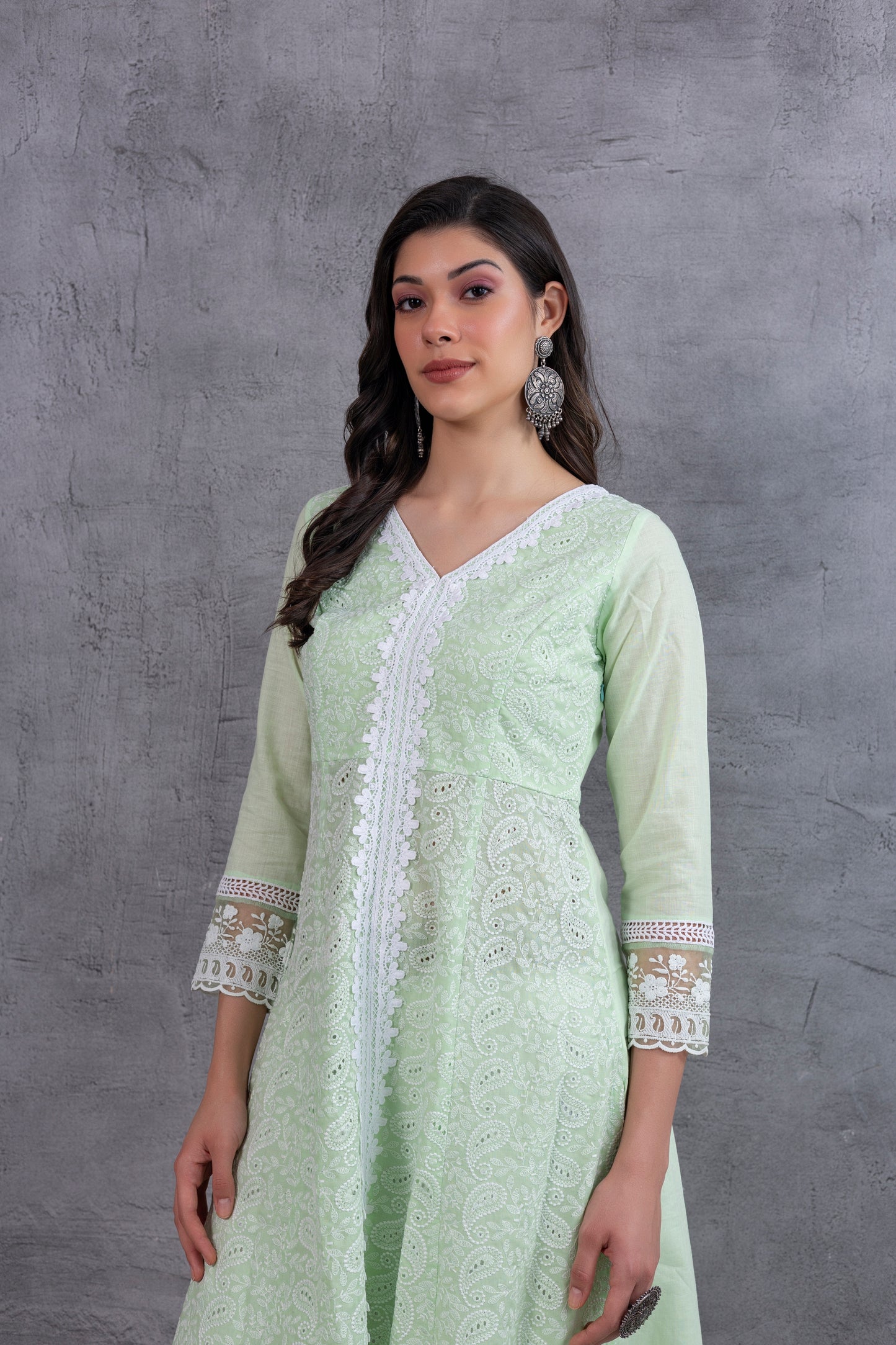 Mint Green Lucknowi Chikankari Kurta Set