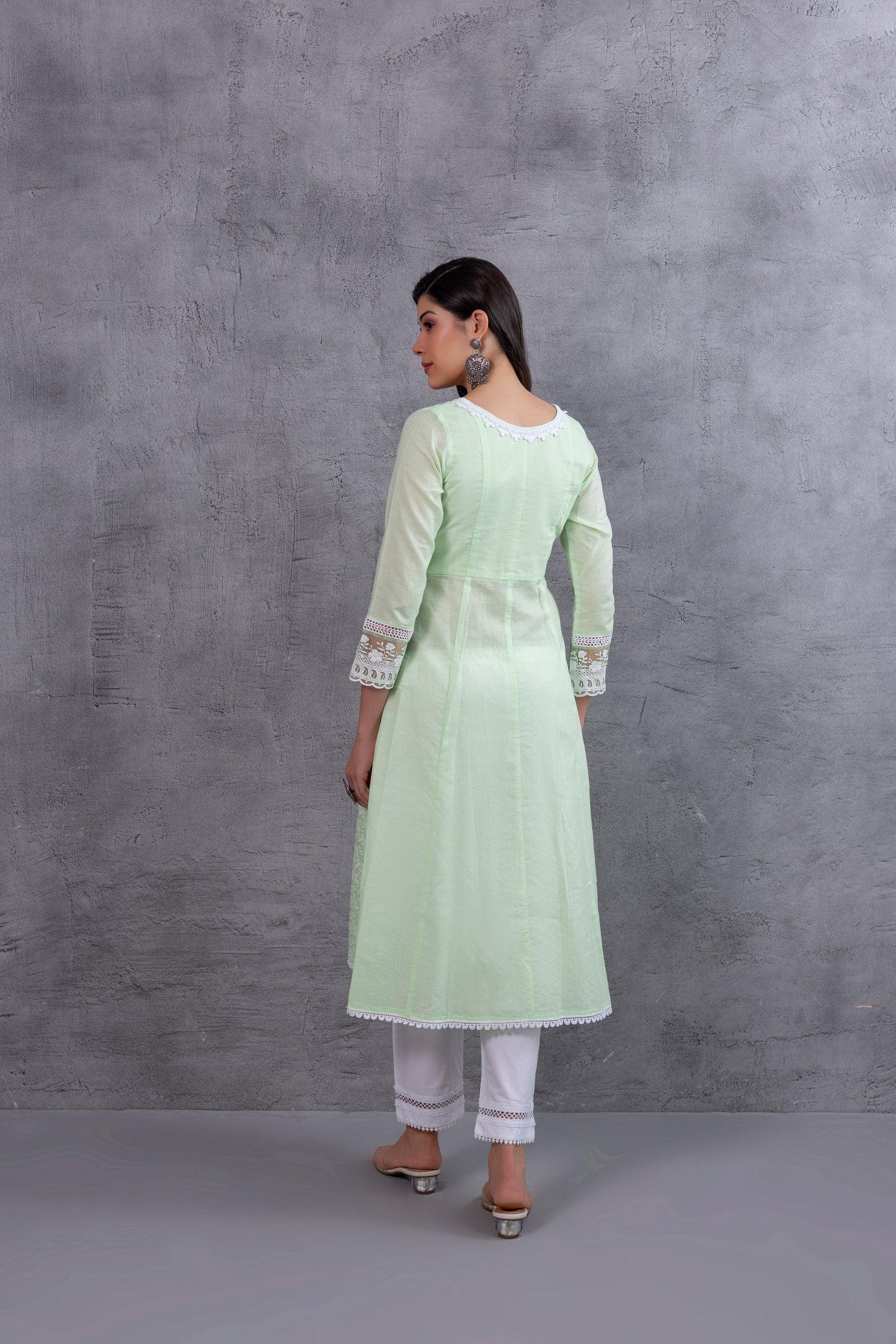 Mint Green Lucknowi Chikankari Kurta Set