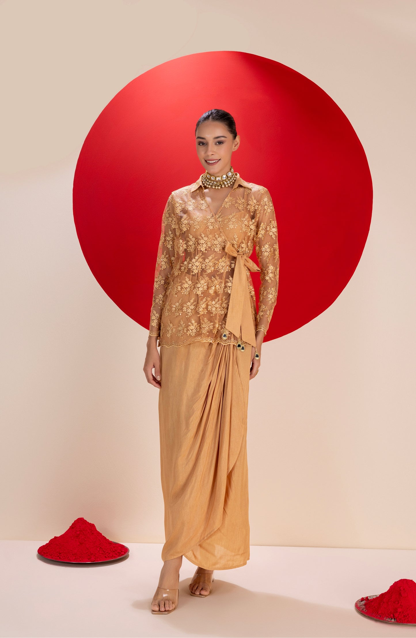 Marmalade Drape Dhoti Skirt Fusion Set