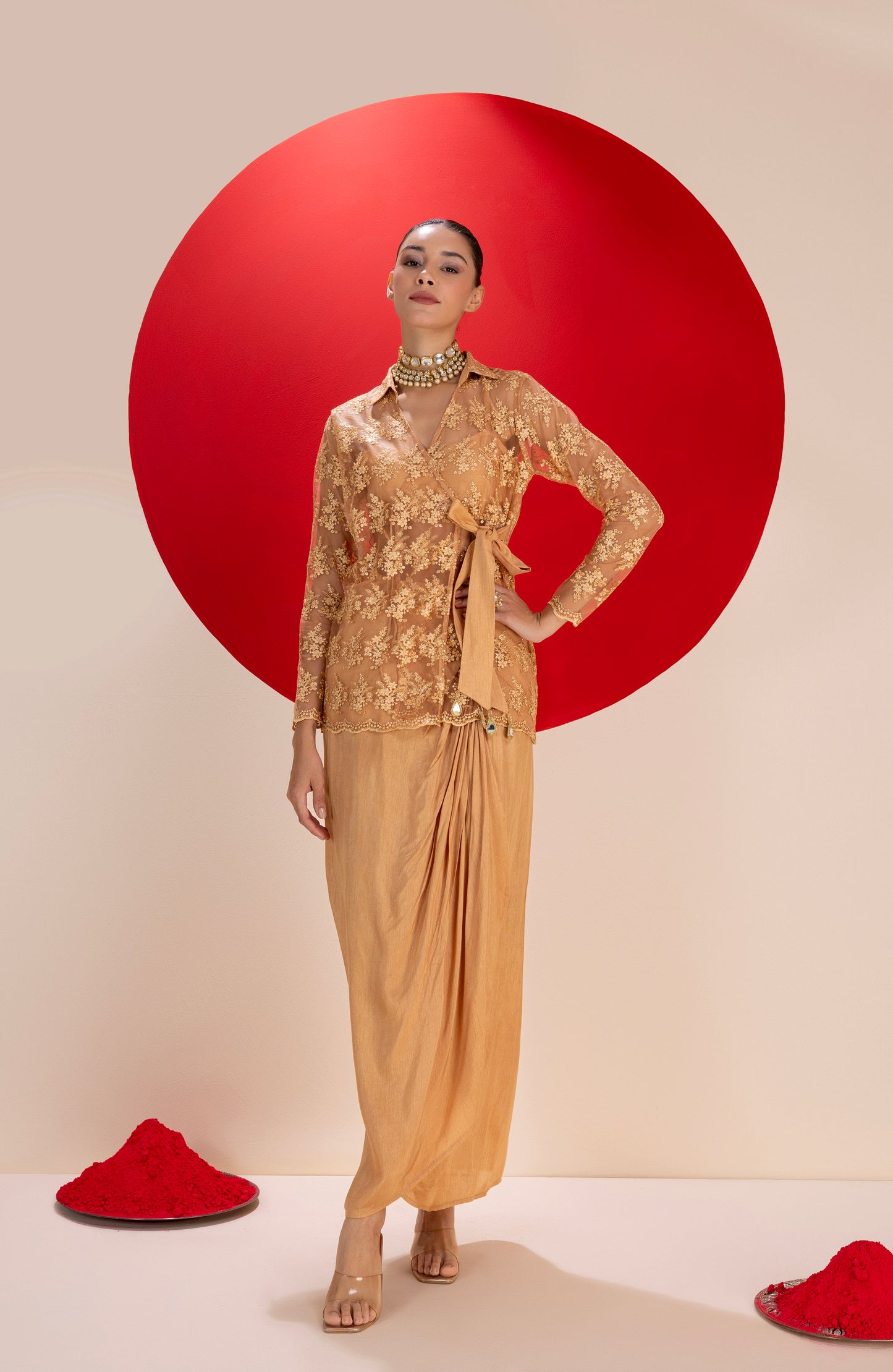 Marmalade Drape Dhoti Skirt Fusion Set