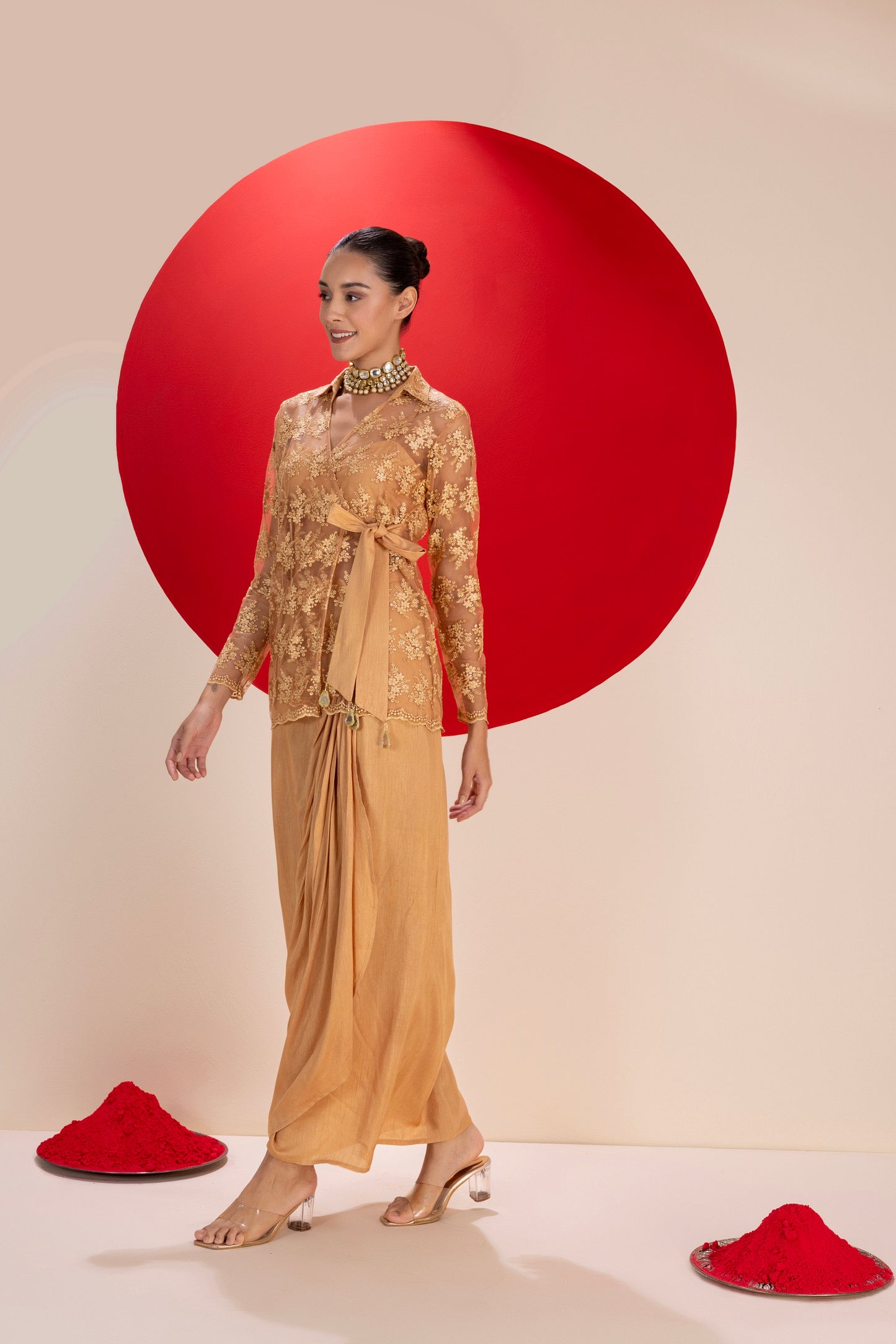 Marmalade Drape Dhoti Skirt Fusion Set