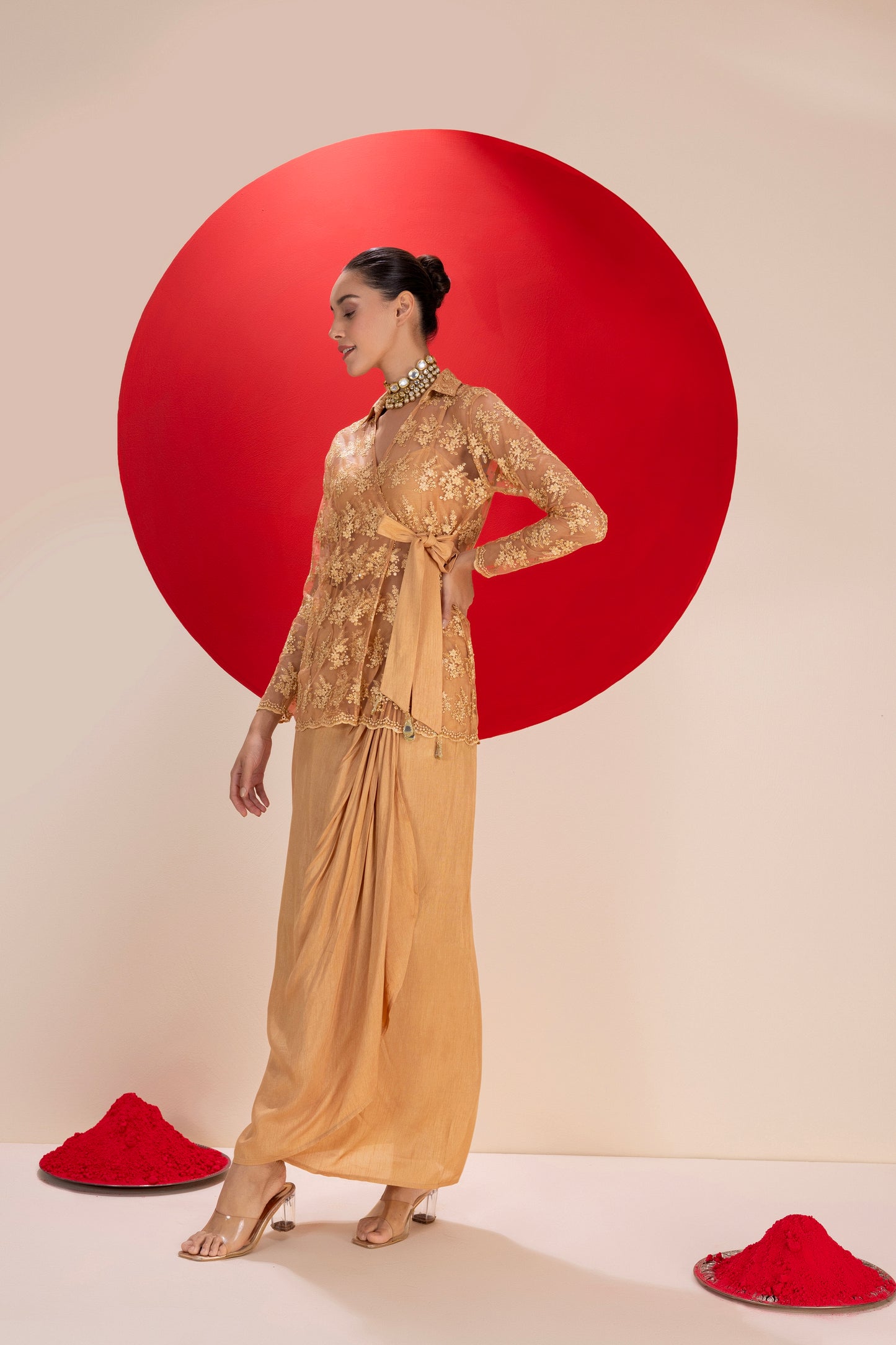 Marmalade Drape Dhoti Skirt Fusion Set