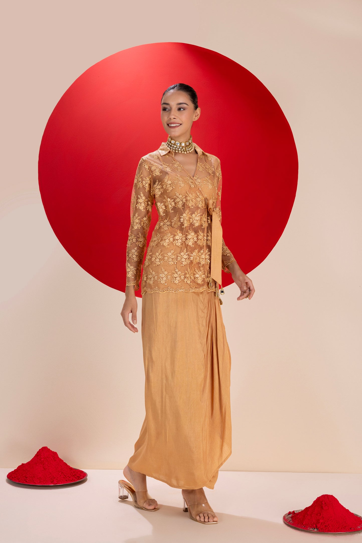 Marmalade Drape Dhoti Skirt Fusion Set