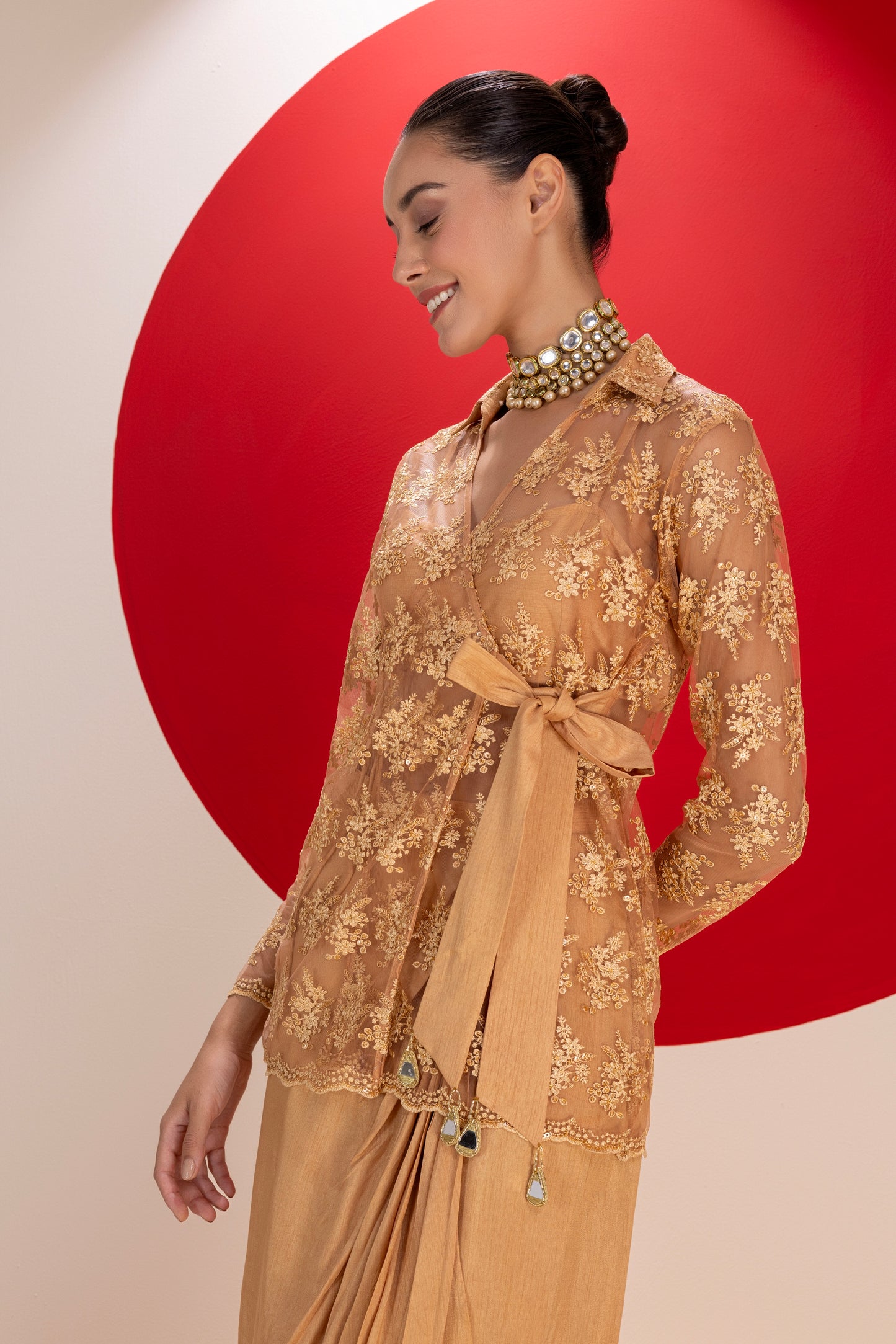 Marmalade Drape Dhoti Skirt Fusion Set