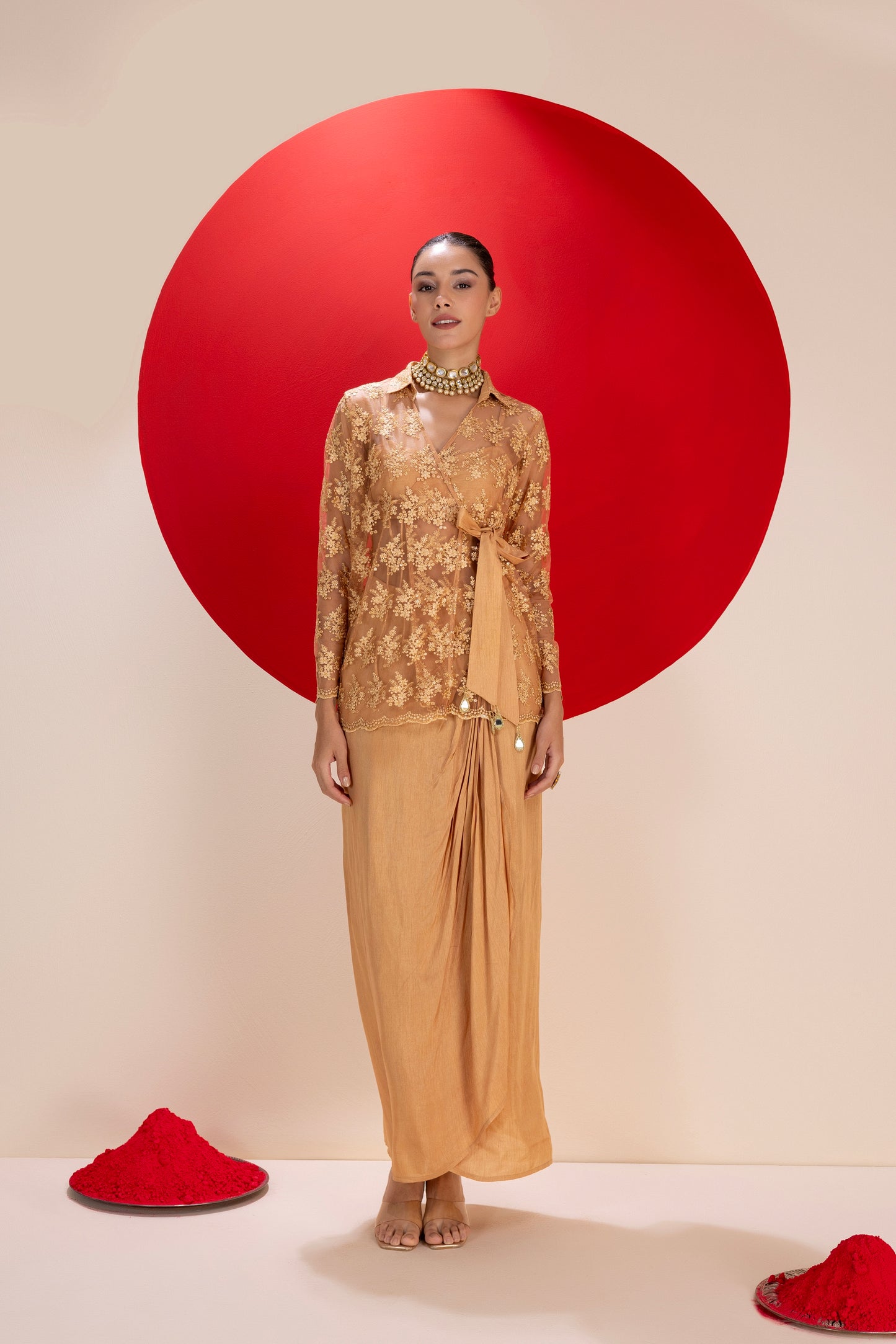 Marmalade Drape Dhoti Skirt Fusion Set