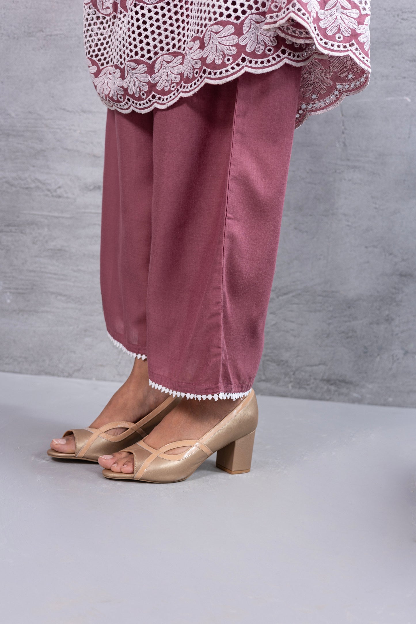 Dark Pastel Pink Halter Tiered Kurta Set