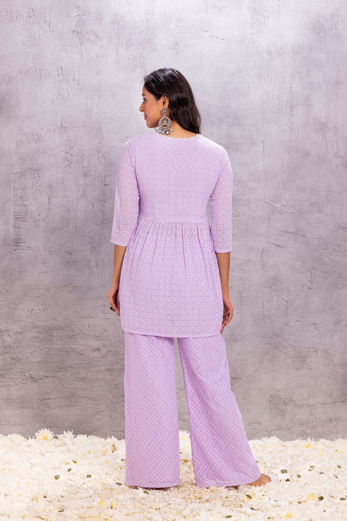 PASTEL LAVENDER EMBROIDERED SUIT SET