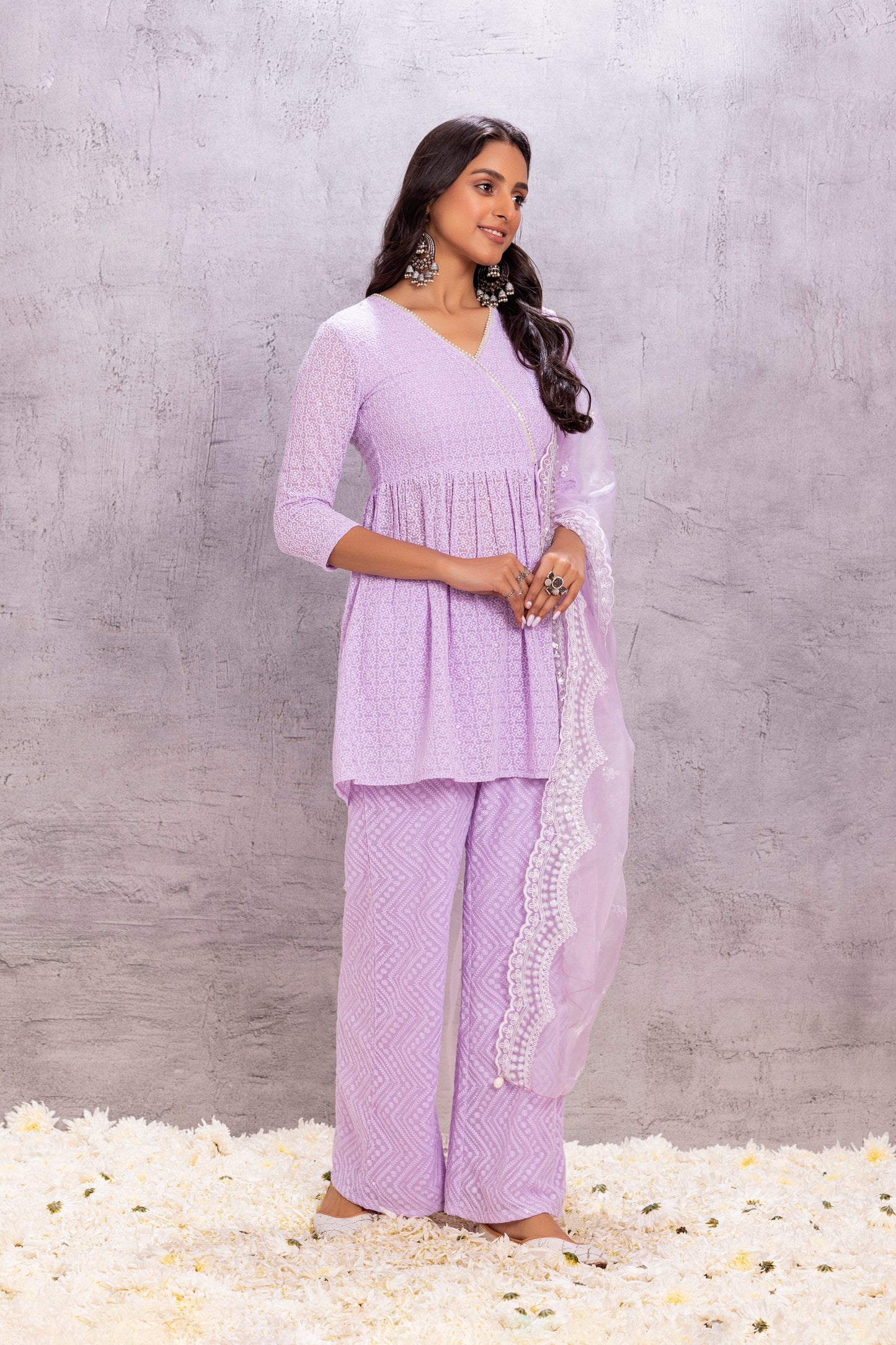 PASTEL LAVENDER EMBROIDERED SUIT SET