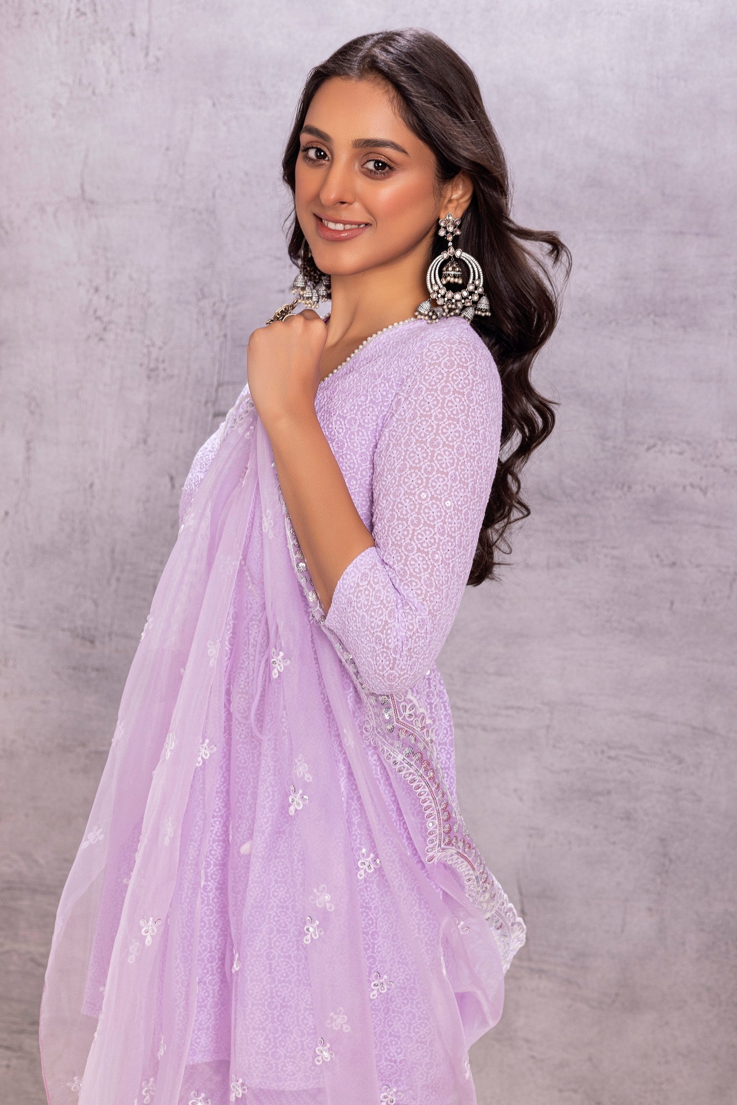 PASTEL LAVENDER EMBROIDERED SUIT SET