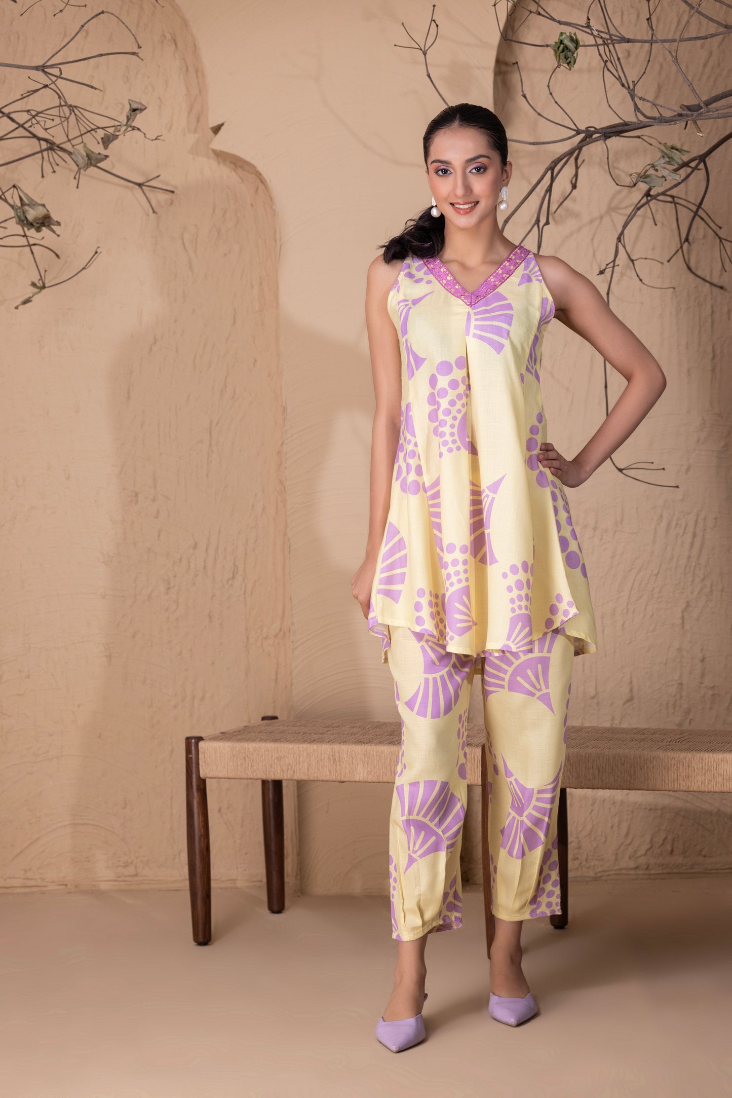 LEMON FLORAL PRINTED CO-ORD SET