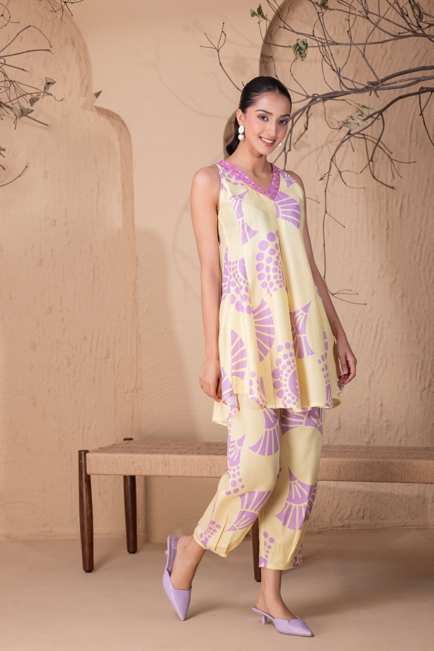 LEMON FLORAL PRINTED CO-ORD SET