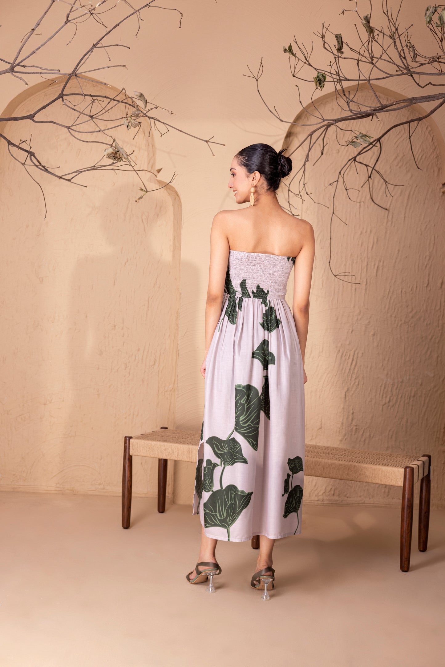 Corset Beige Tropical Tube Dress