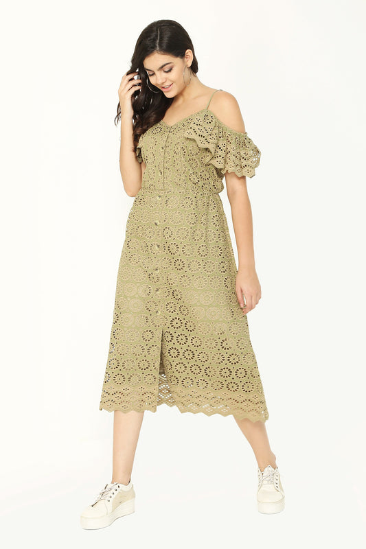 Basil Embroidered Midi Dress