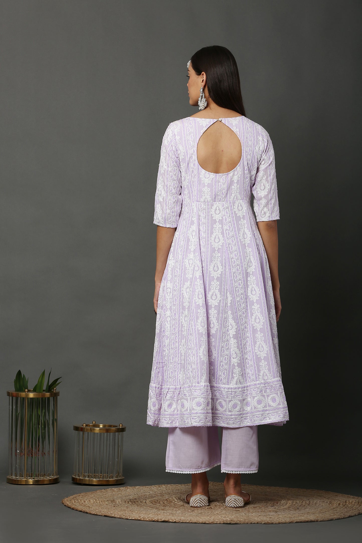 Lavender Anarkali Kurta Set With Dupatta