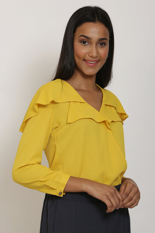 Yellow Cape Collar Top