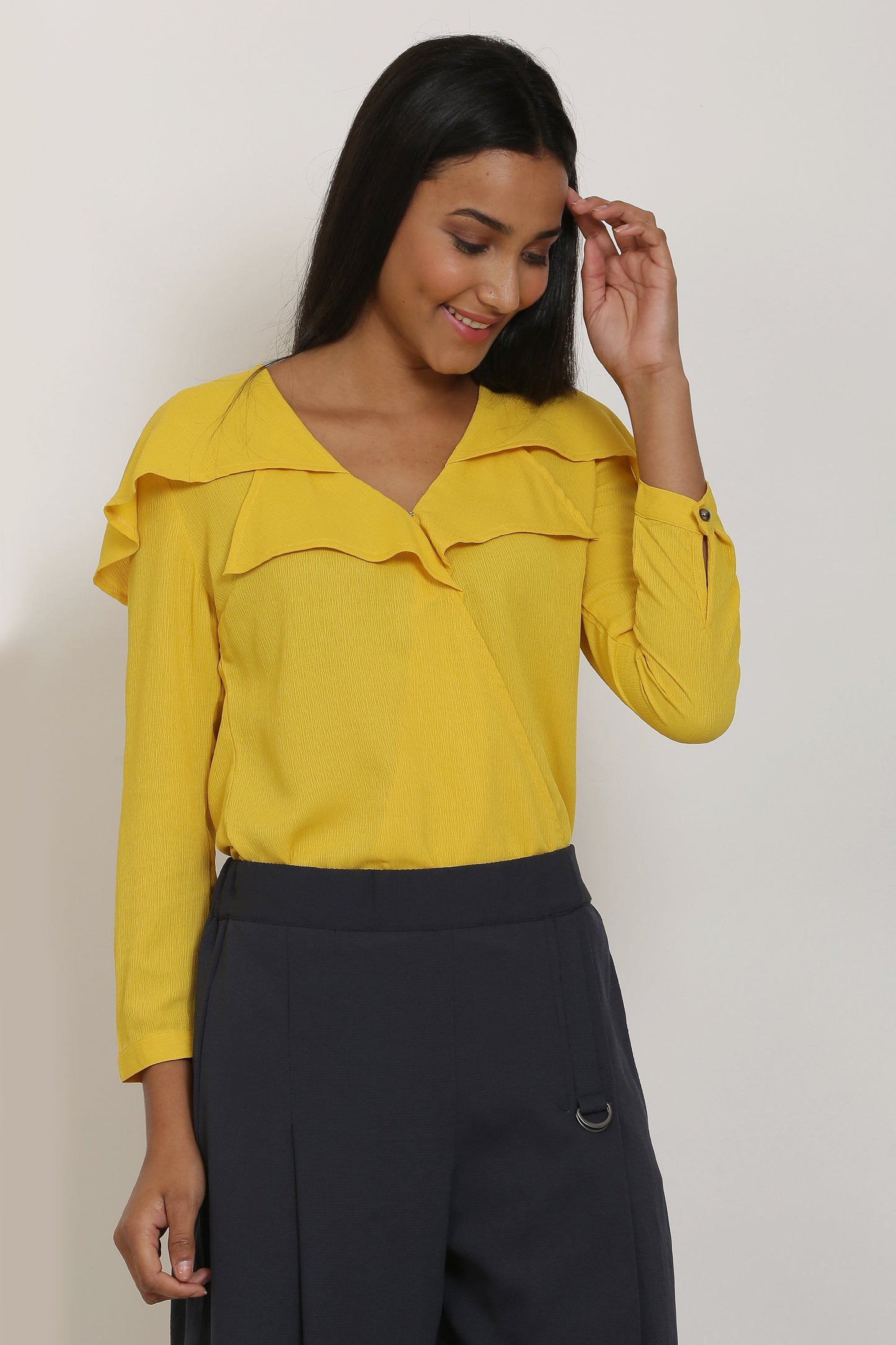 Yellow Cape Collar Top