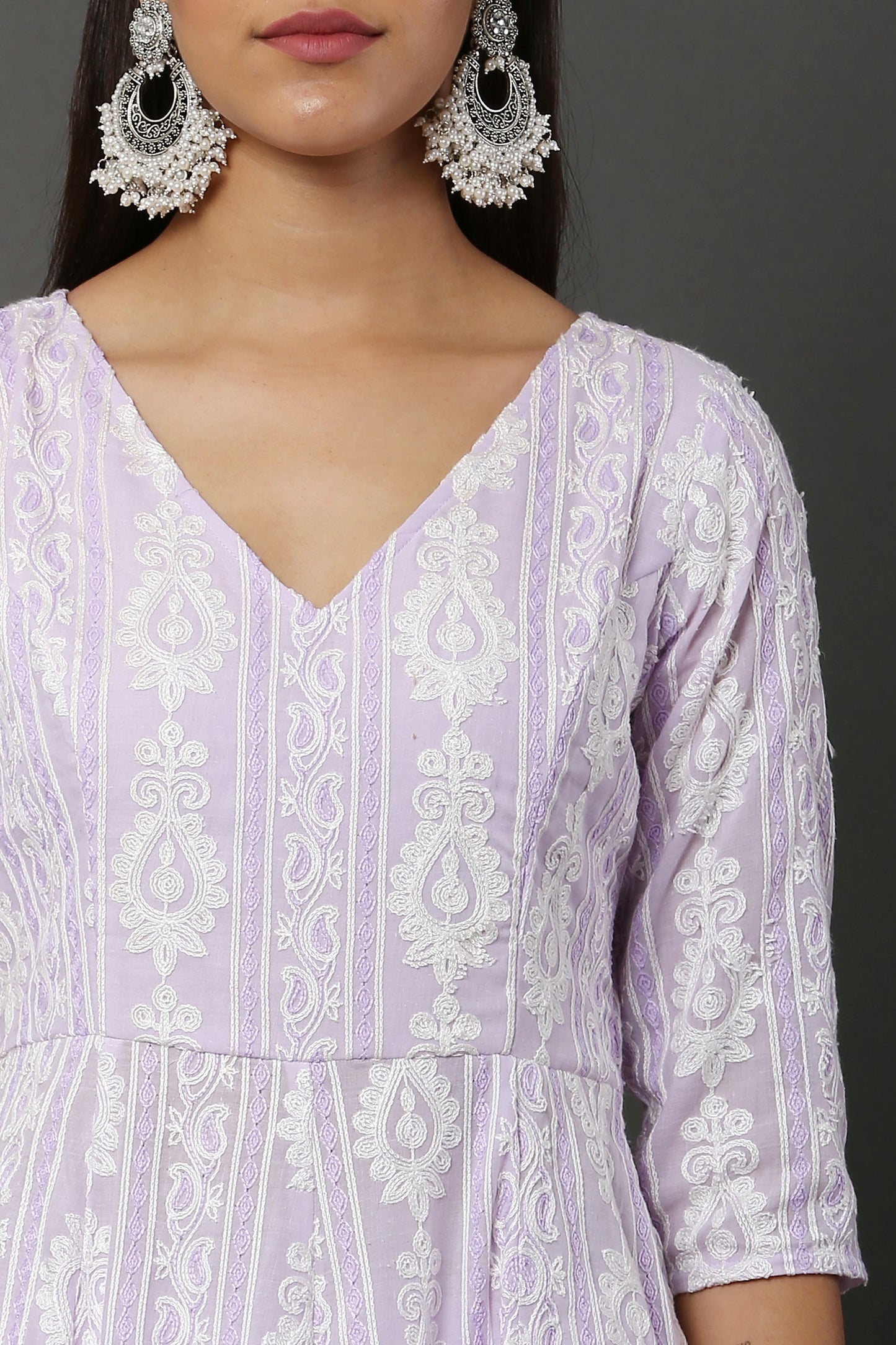 Lavender Anarkali Kurta Set With Dupatta