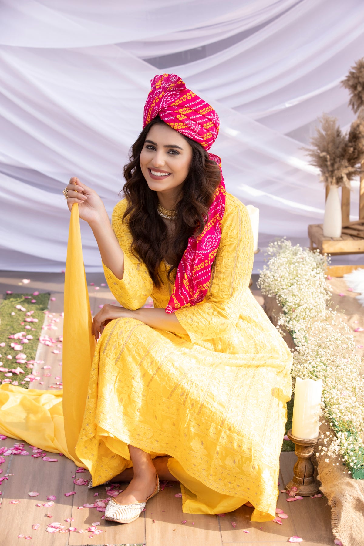 Bright Yellow Jari Embroidered Suit Set