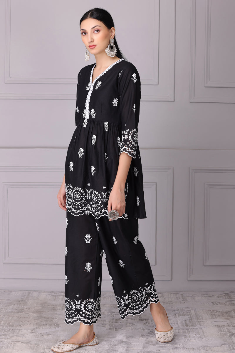 Black Chand Embroidered Kurta Set