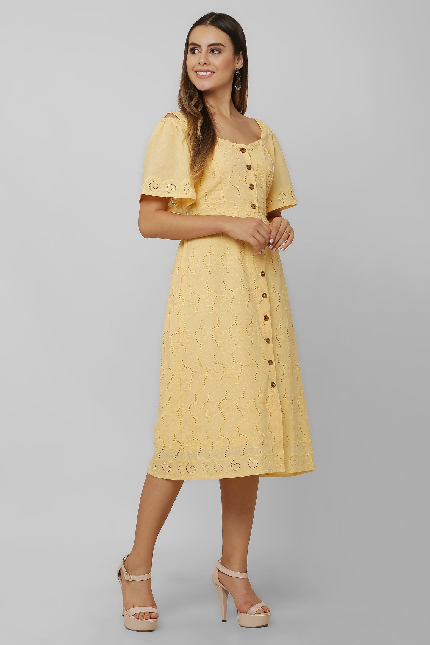 Mango Schiffli Midi Dress