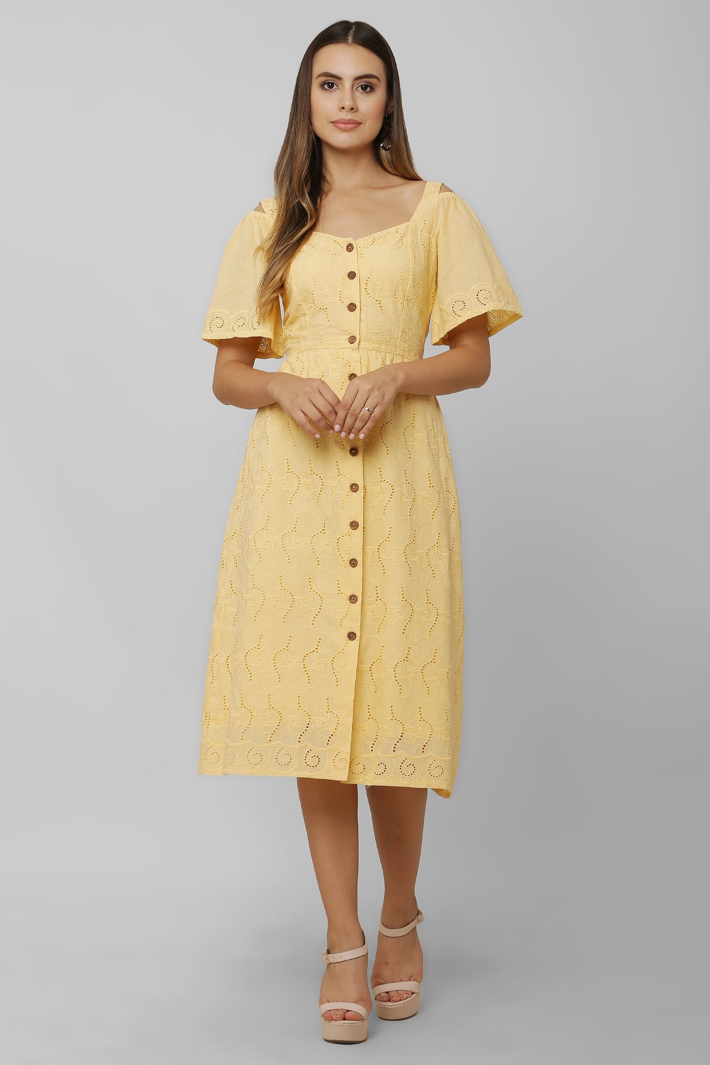 Mango Schiffli Midi Dress For Girls - Sewandyou.com