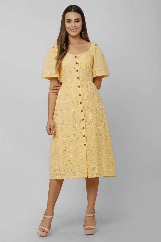 Mango Schiffli Midi Dress - sewandyou.com