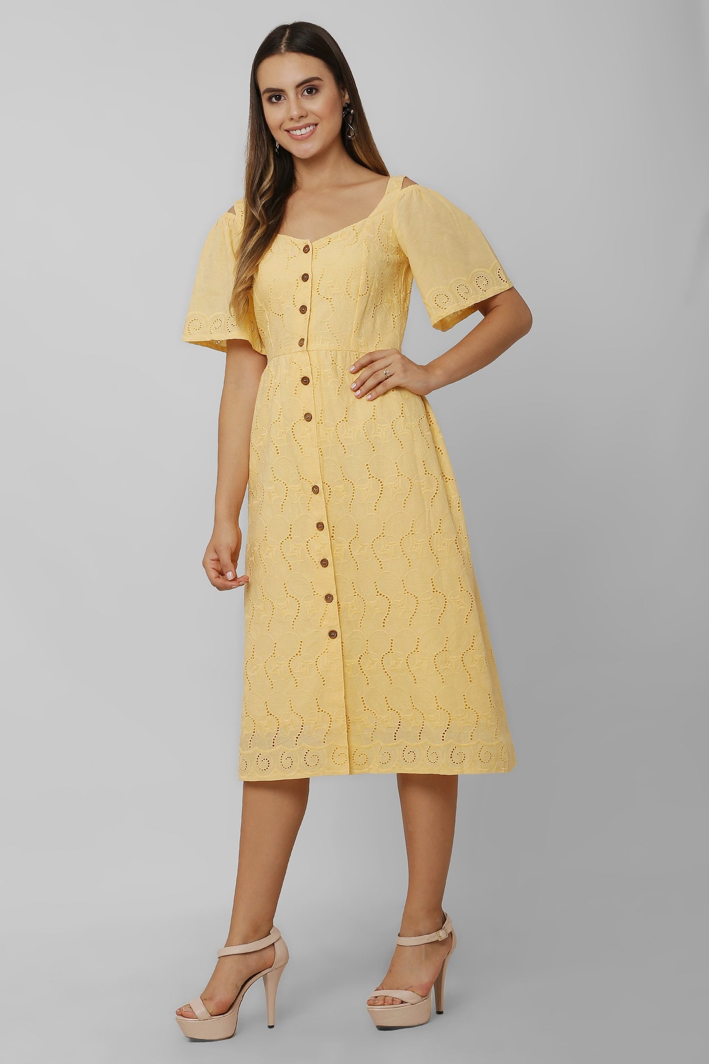 Mango Schiffli Midi Dress For Women - sewandyou.com