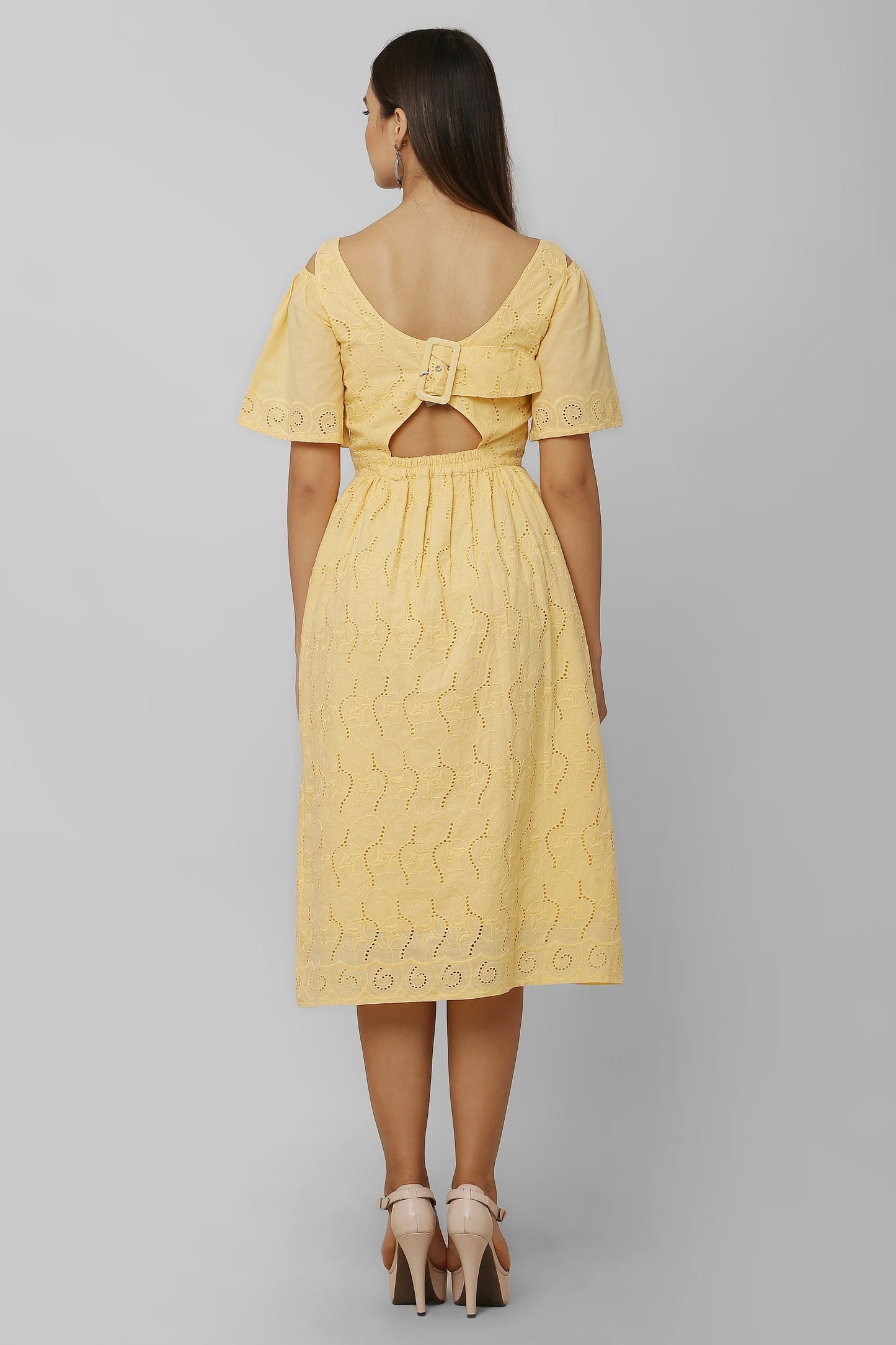 Mango Schiffli Midi Dress