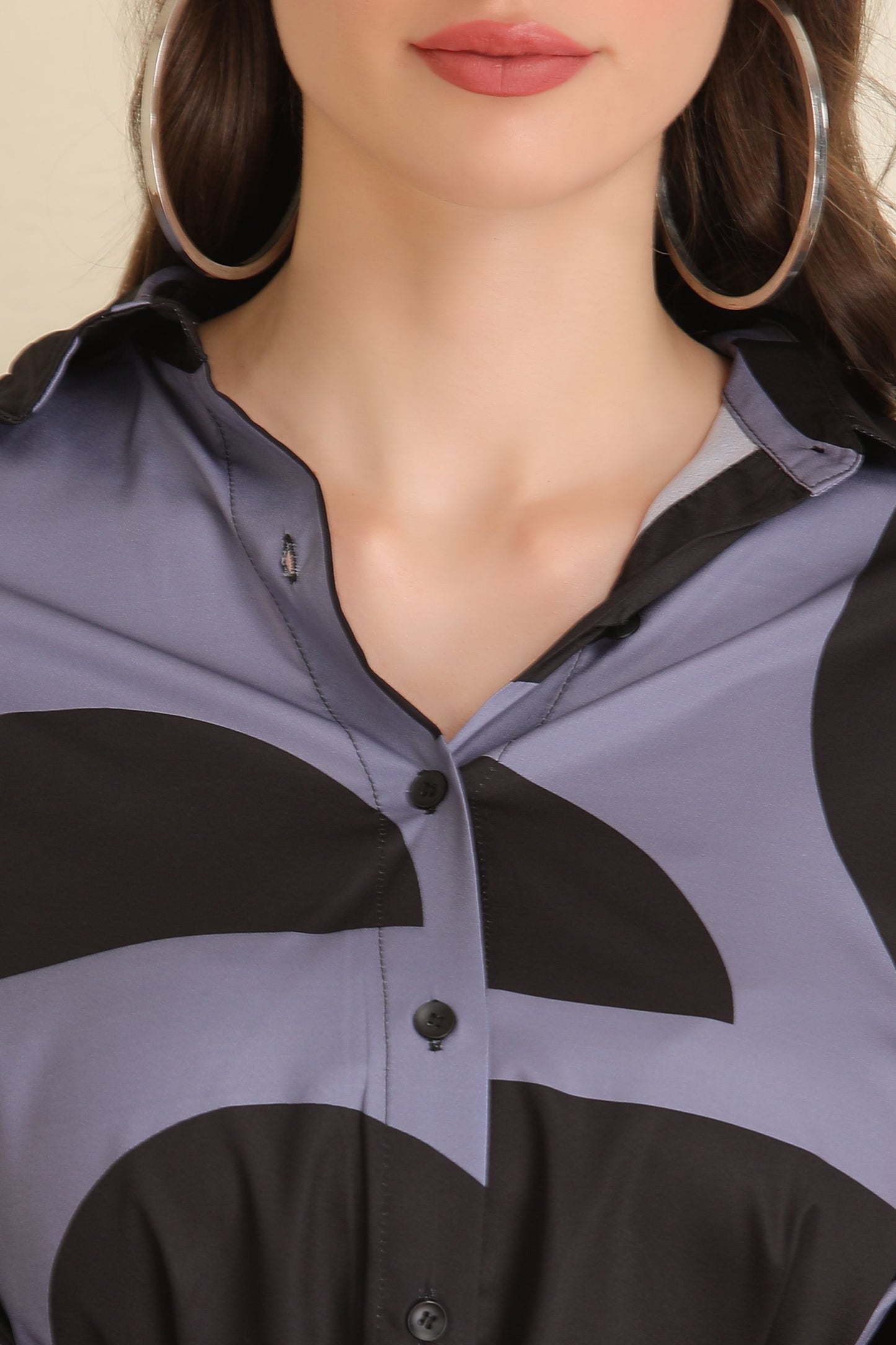 Grey and Black Print Top