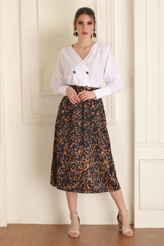 Animal Print Midi Skirt