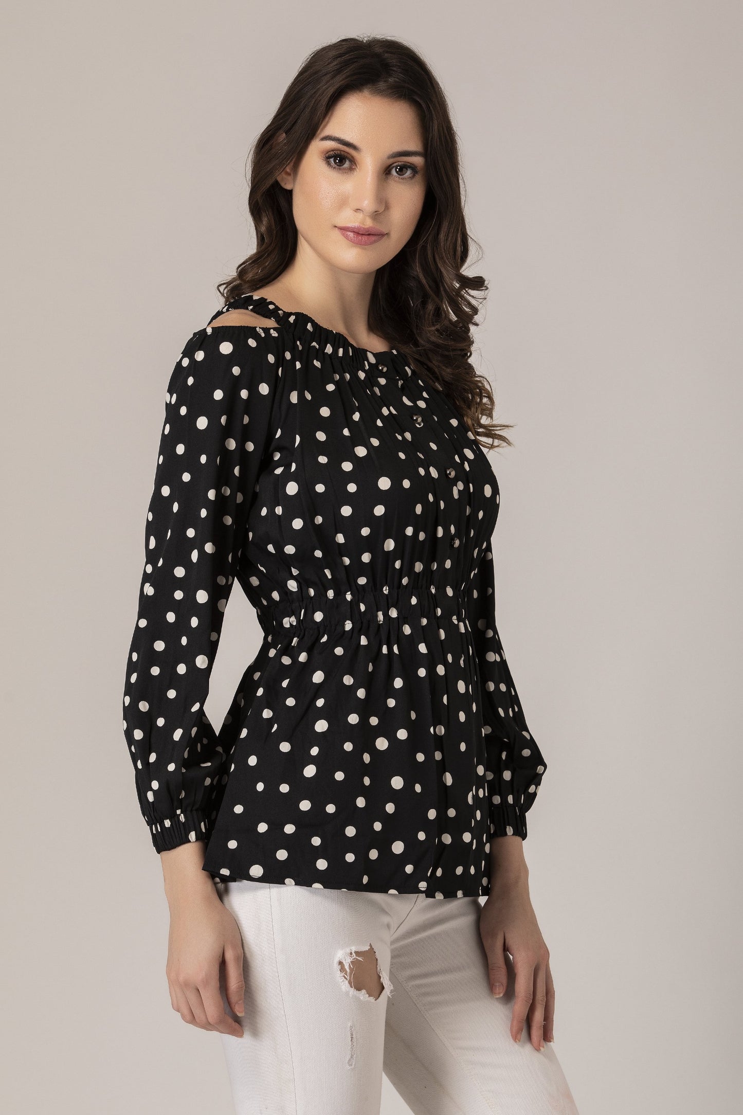 Black and White Polka Dot Top
