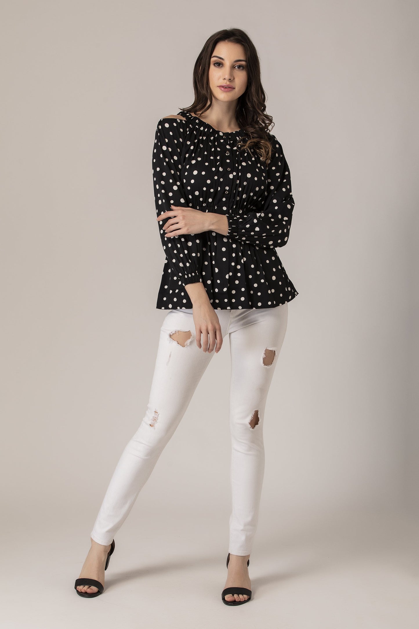 Black and White Polka Dot Top