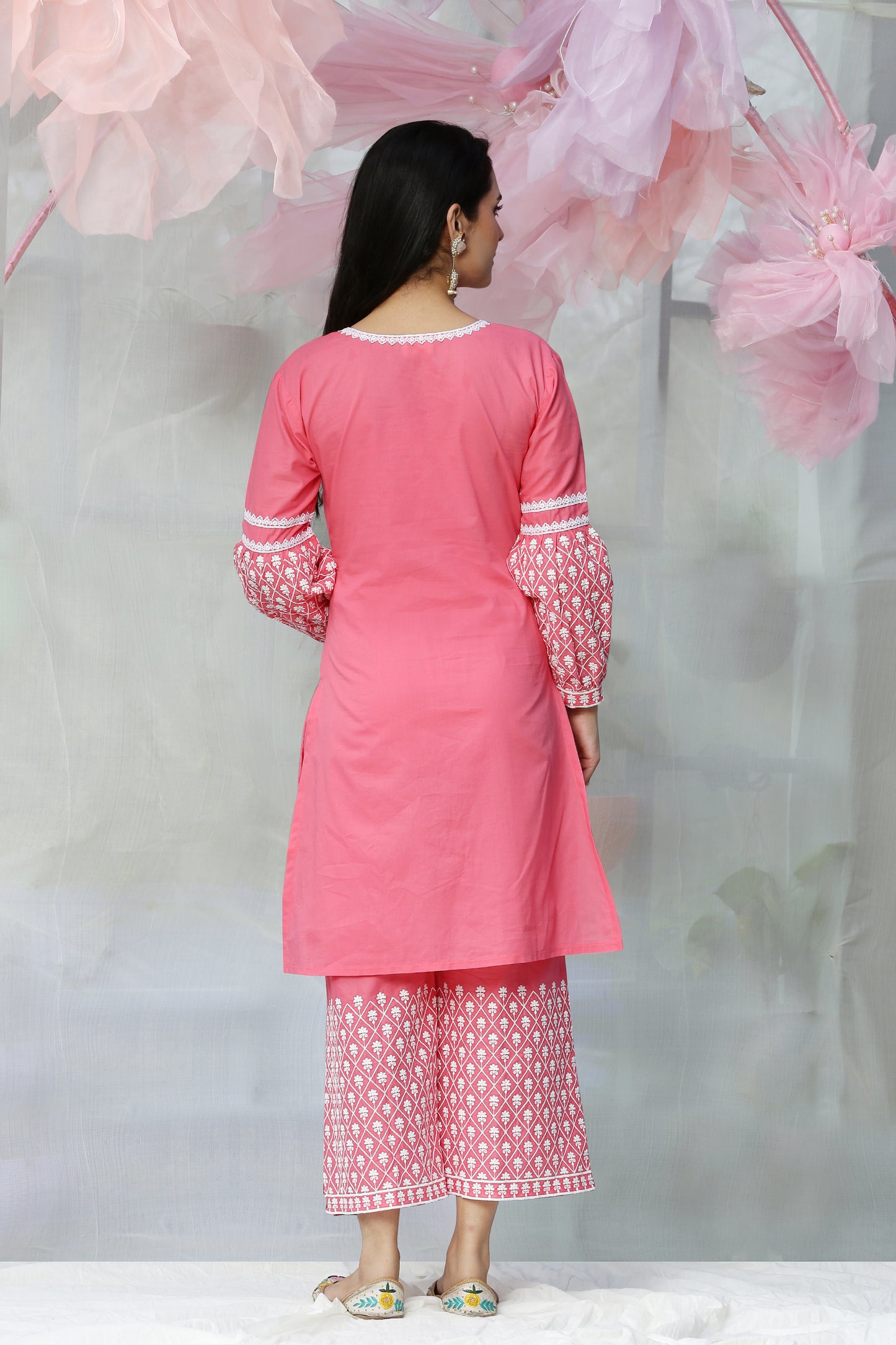 Pink Punch embroidered Kurta Set