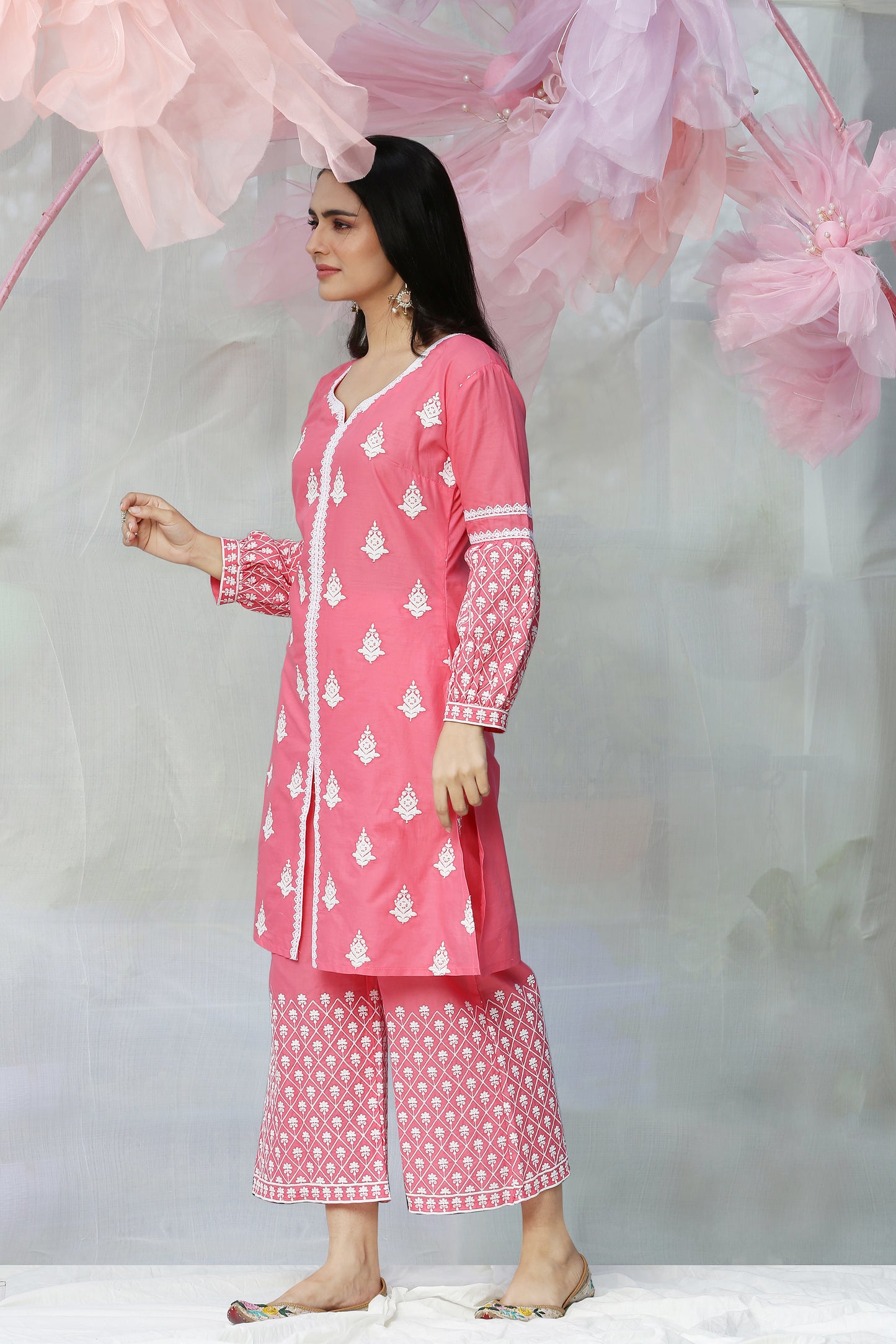 Pink Punch embroidered Kurta Set