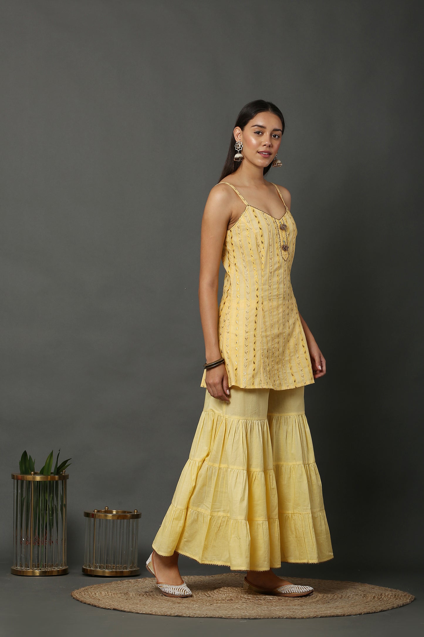 Sunkissed Chikankari Zari Embroidered Kurta Set With Dupatta