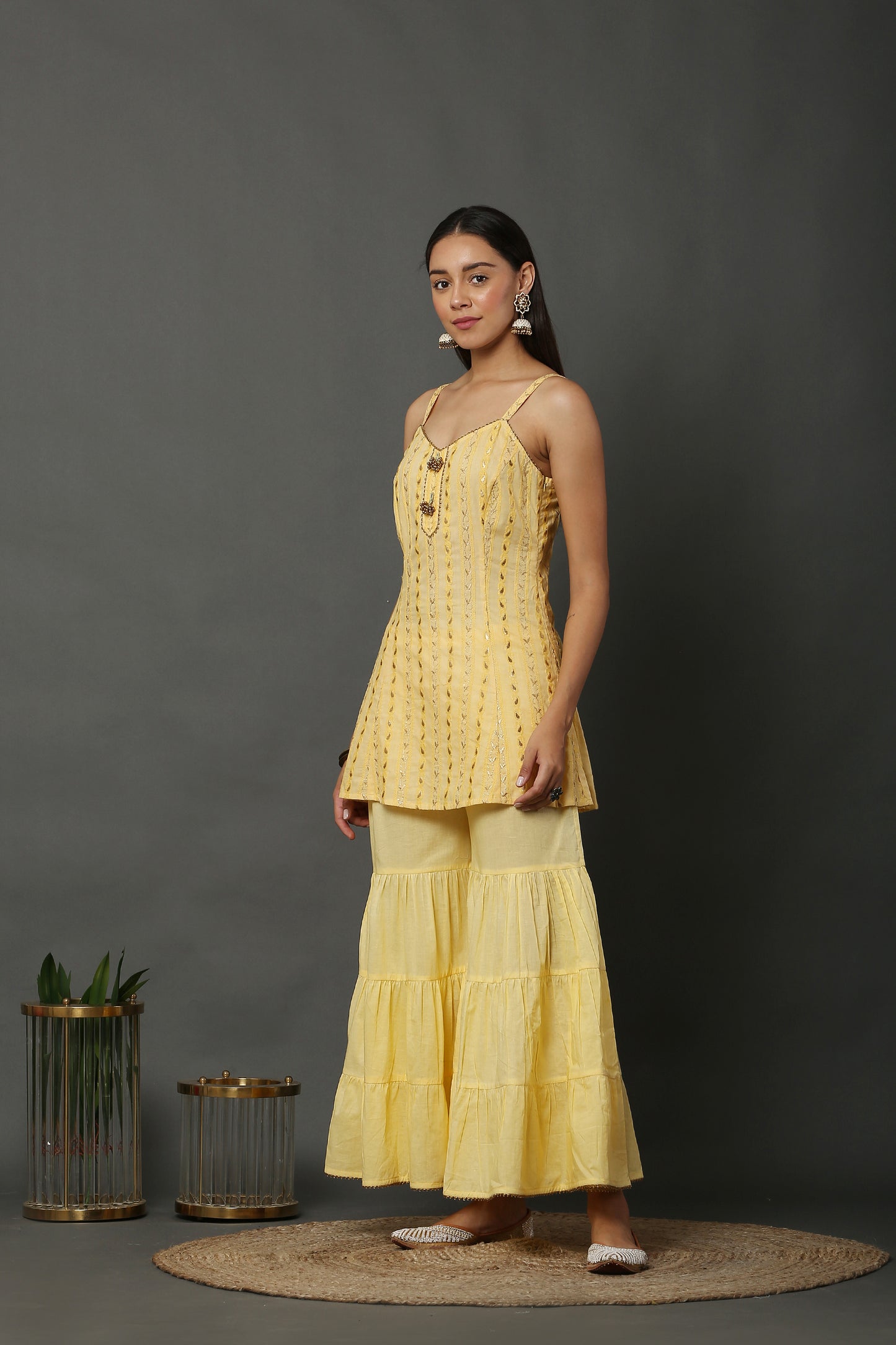 Sunkissed Chikankari Zari Embroidered Kurta Set With Dupatta