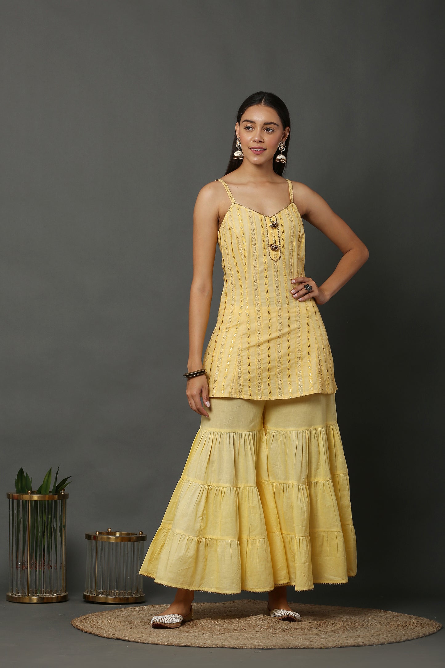 Sunkissed Chikankari Zari Embroidered Kurta Set With Dupatta