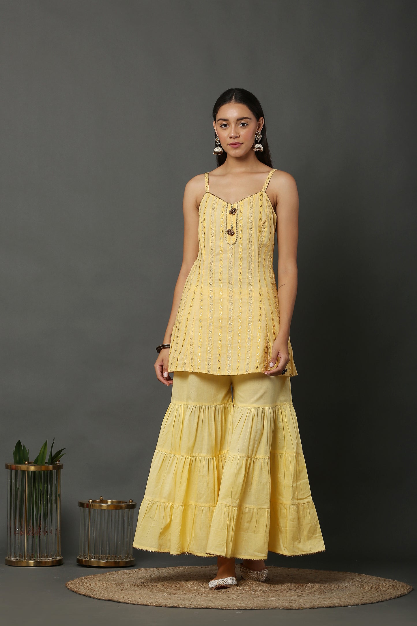 Sunkissed Chikankari Zari Embroidered Kurta Set With Dupatta