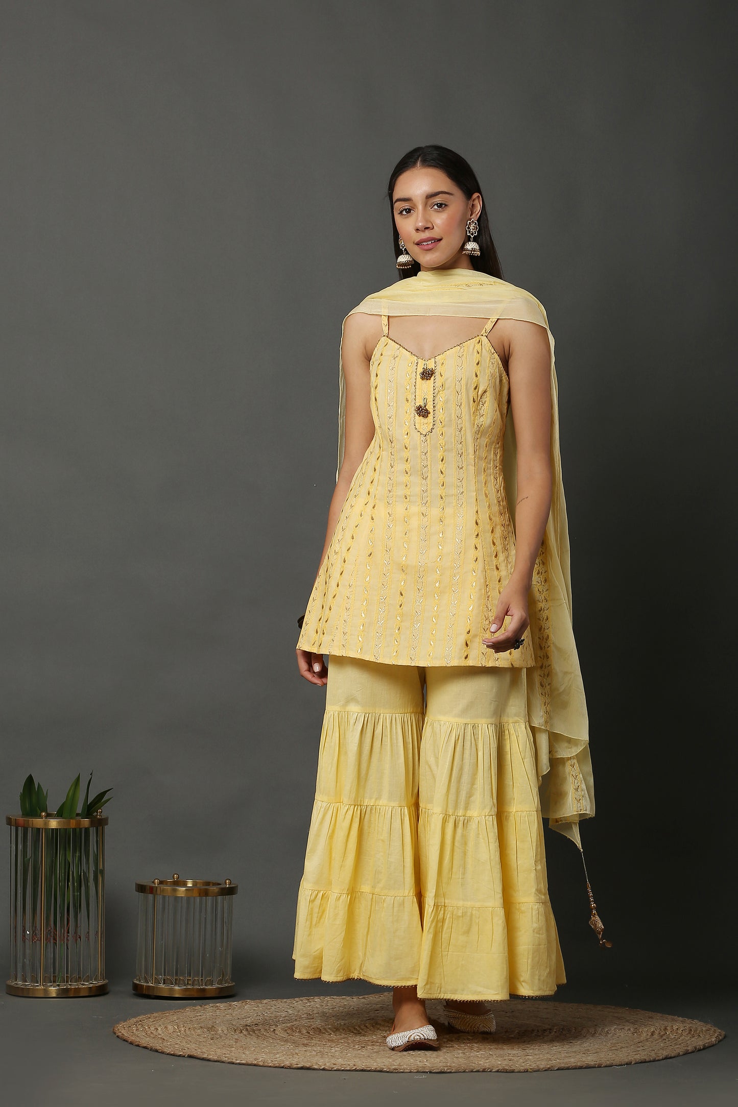 Sunkissed Chikankari Zari Embroidered Kurta Set With Dupatta