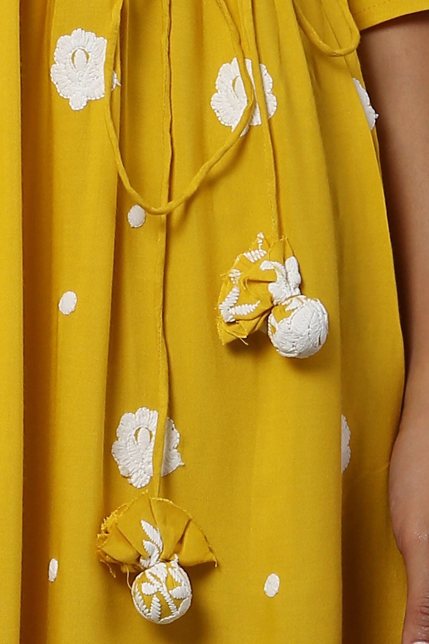 Bright Yellow Embroidered Midi Dress