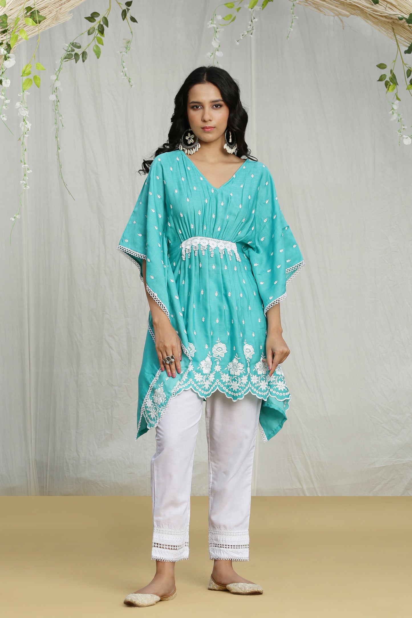 Marine Embroidered Kaftan