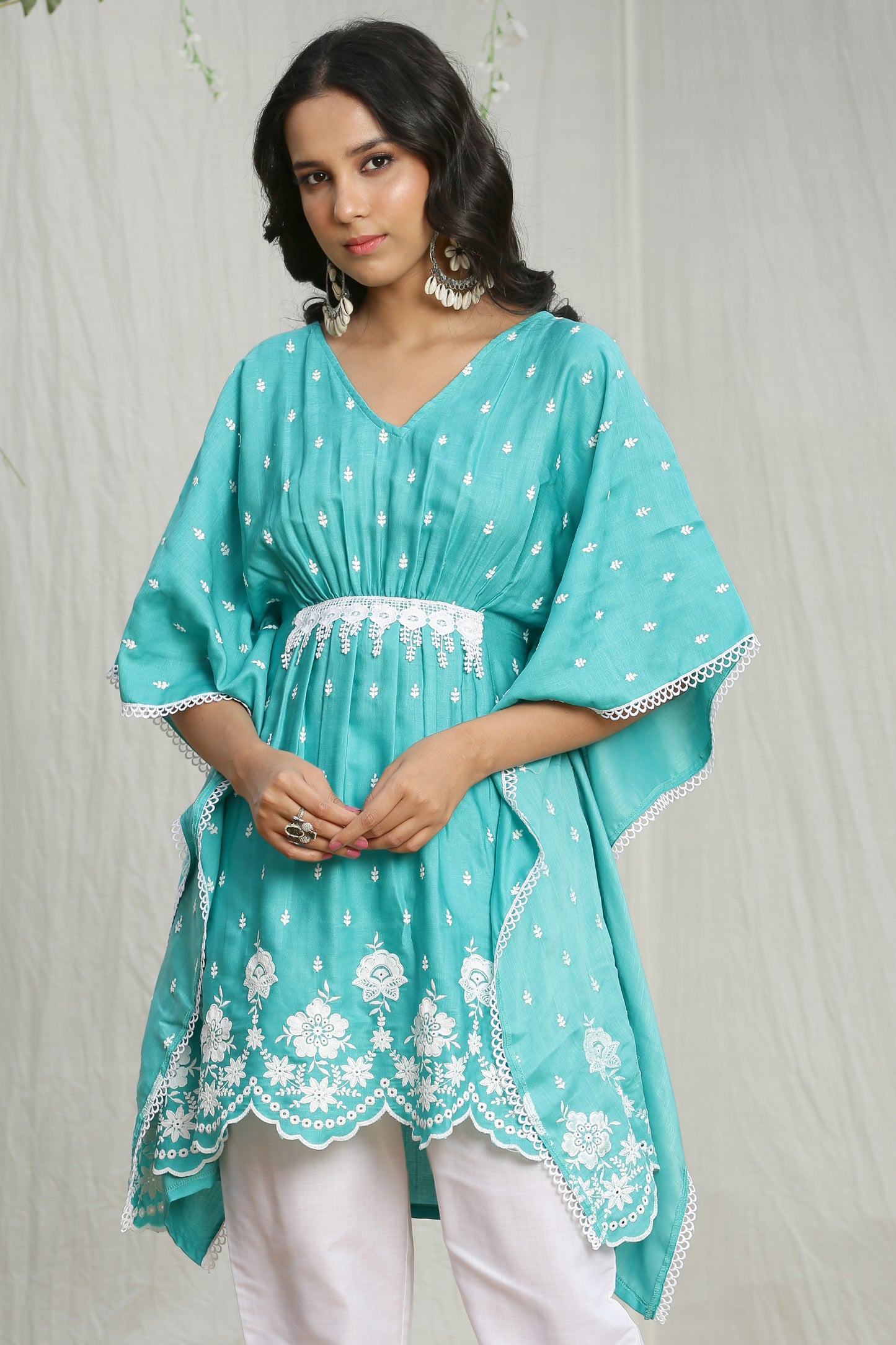 Marine Embroidered Kaftan