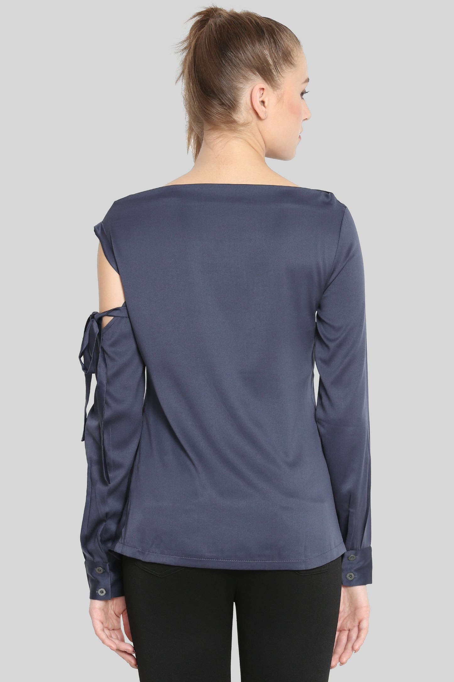Grey funk cowl neck top