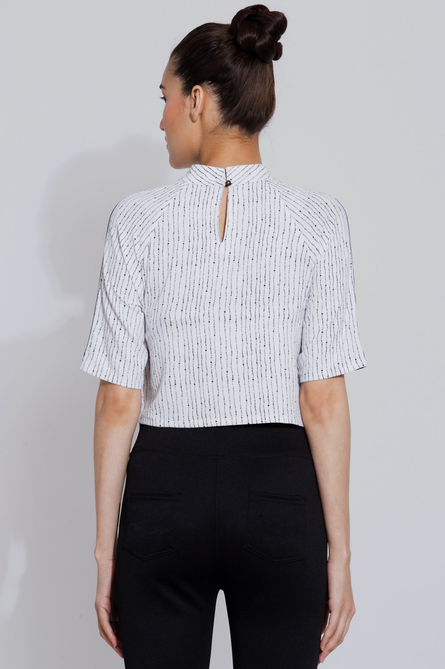 White Printed Crop Top
