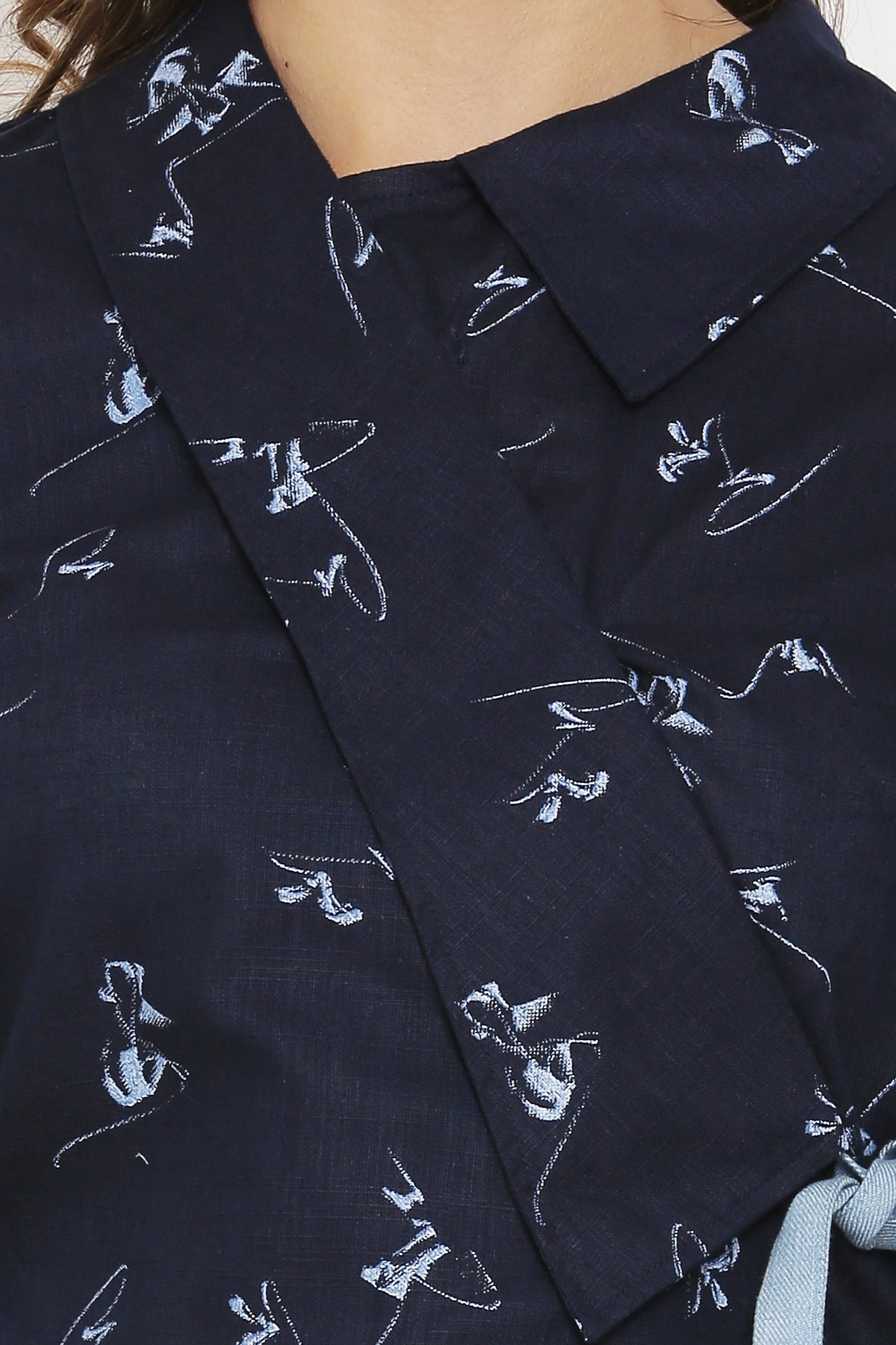 Navy Wrap Blazer Top